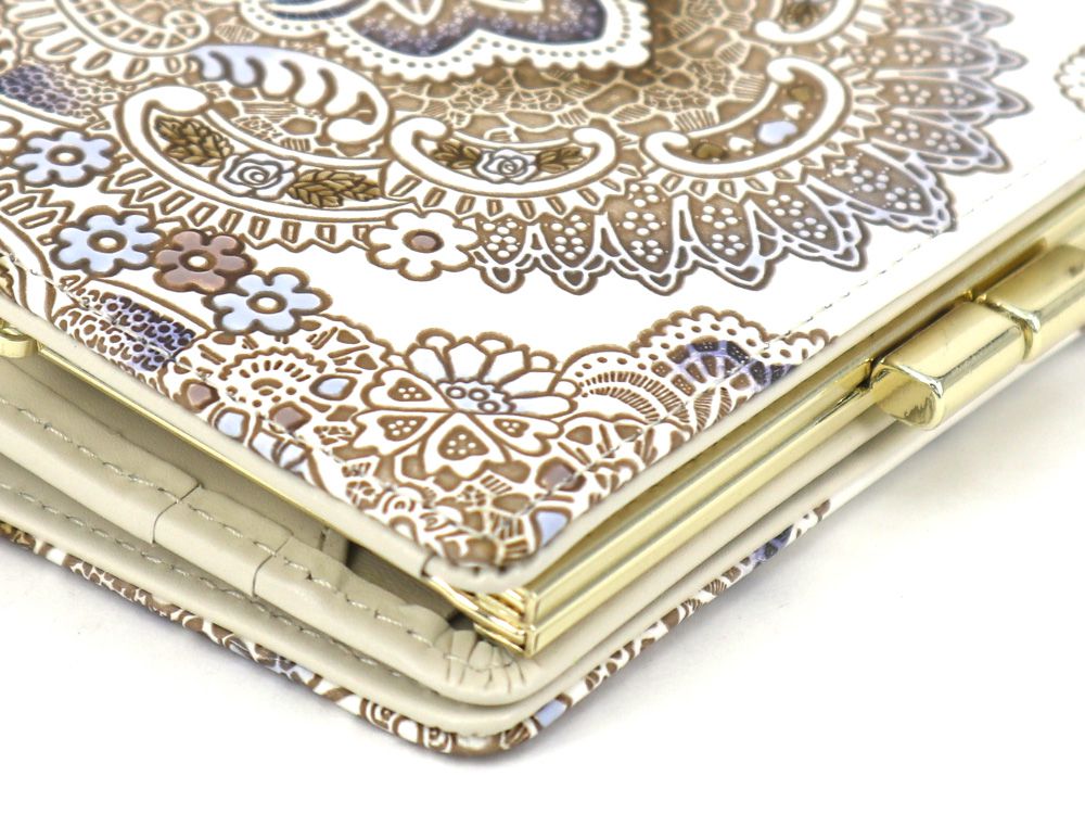 Antique Lace (Blue) GAMASATSU Square Billfold with Clasp