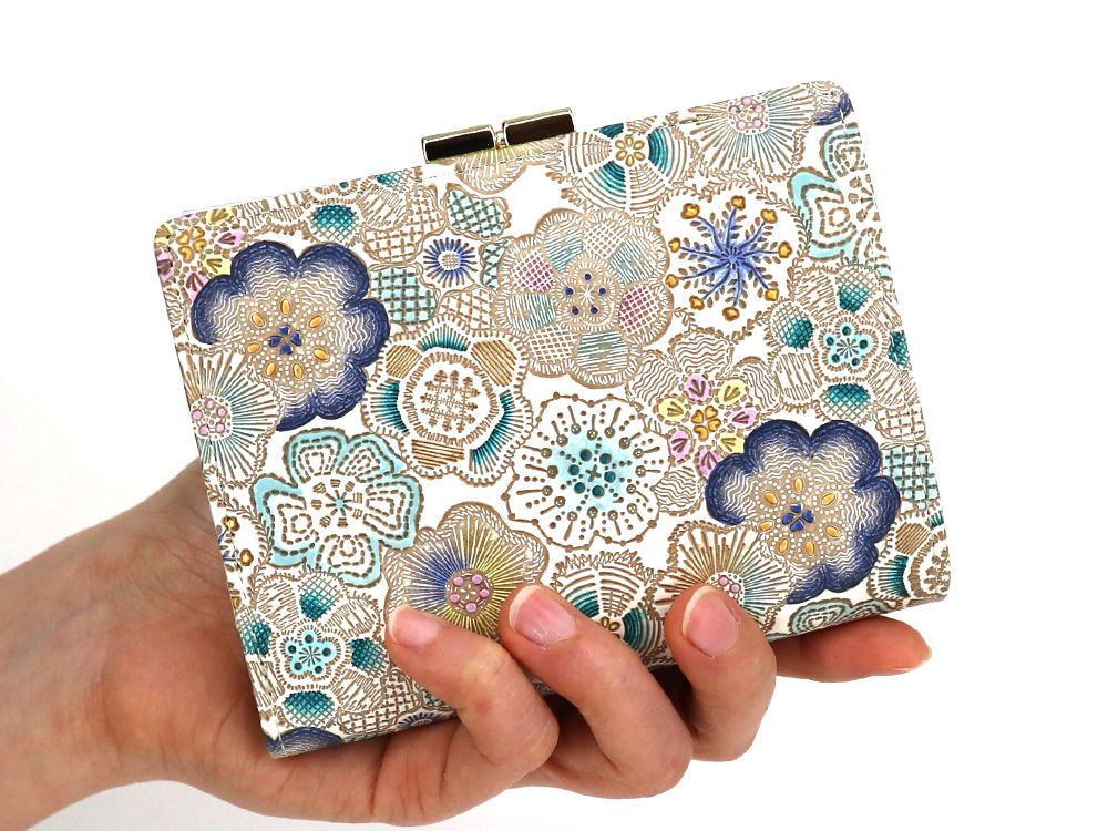 Spring Bloom (Blue) Square Billfold with Clasp