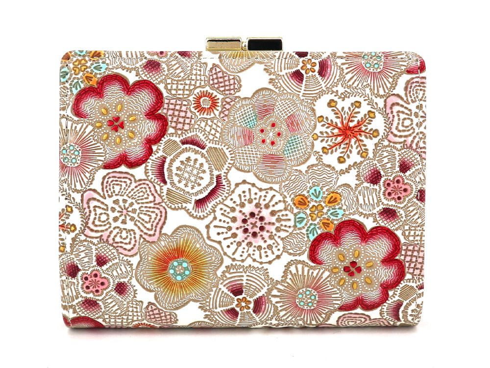 Spring Bloom (Red) Square Billfold with Clasp