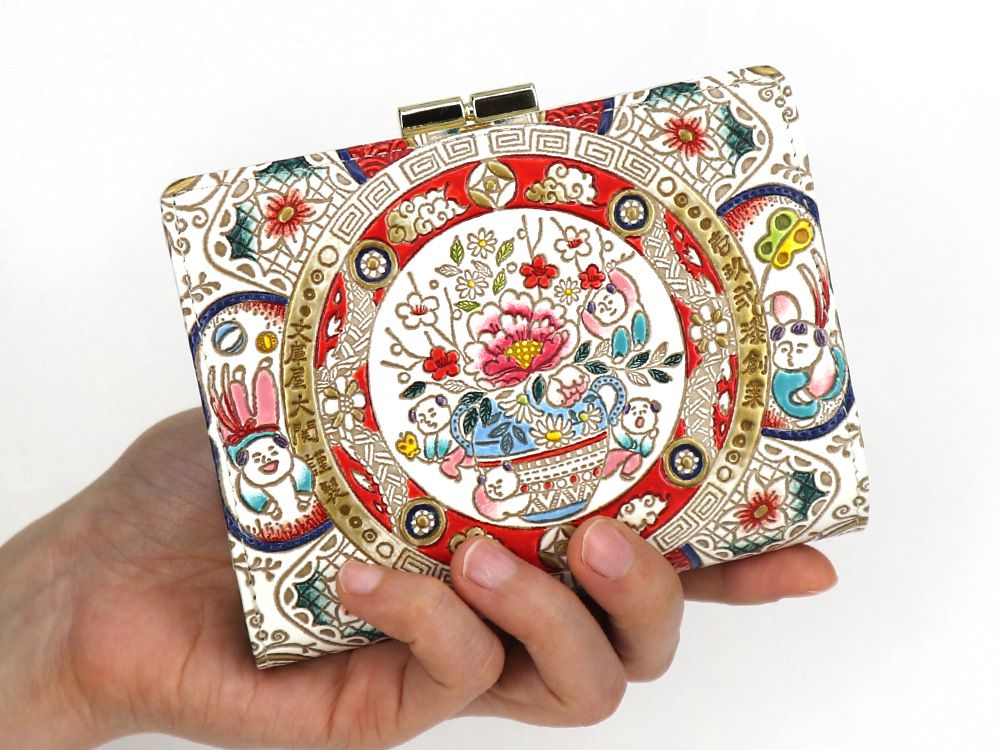 KARAKO - Chinese Dolls GAMASATSU Square Billfold with Clasp