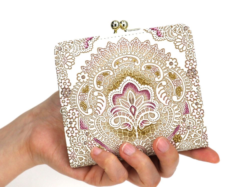 Antique Lace (Pink)  Square GAMAGUCHI Clasp Purse