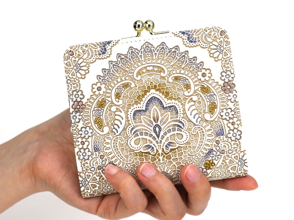 Antique Lace (Blue) Square GAMAGUCHI Clasp Purse