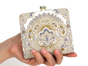 Antique Lace (Blue) Square GAMAGUCHI Clasp Purse