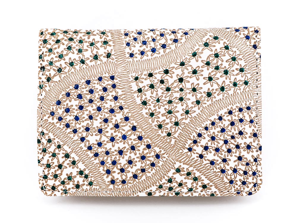 CHIRIMEN Fabric (Green) Square Coin Purse