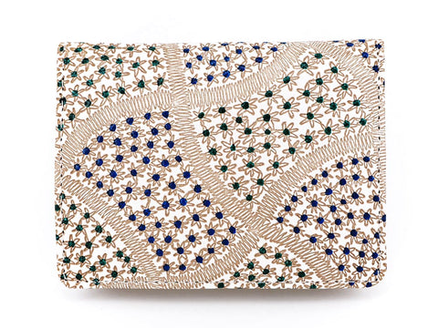 CHIRIMEN Fabric (Green) Square Coin Purse