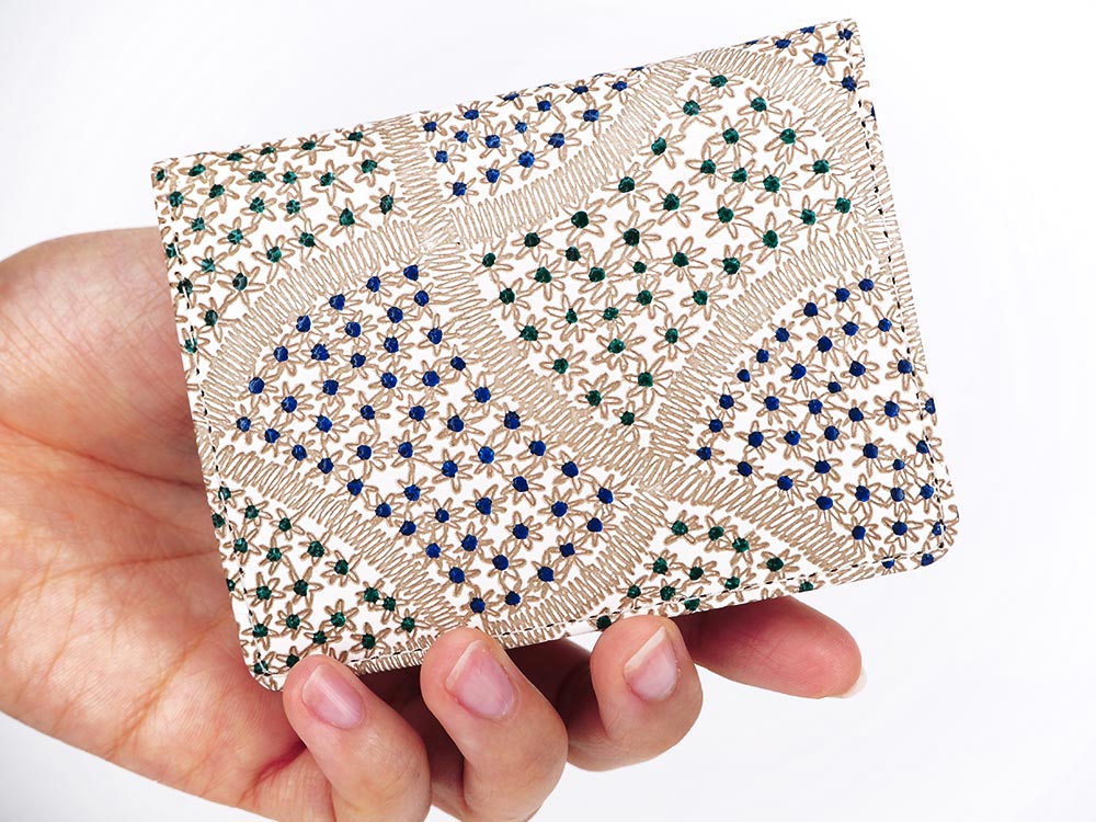CHIRIMEN Fabric (Green) Square Coin Purse