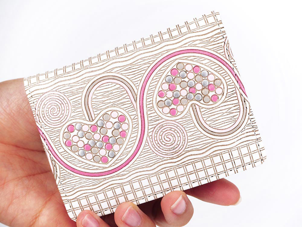 Silver Hearts (Mocha Pink) Square Coin Purse