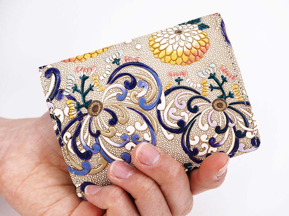 RANGIKU - Firework Chrysanthemums (Blue&Yellow) Square Coin Purse