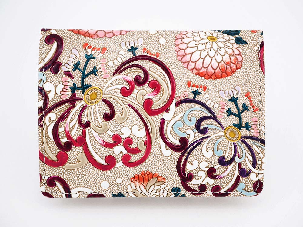 RANGIKU - Firework Chrysanthemums (Wine&Pink) Square Coin Purse