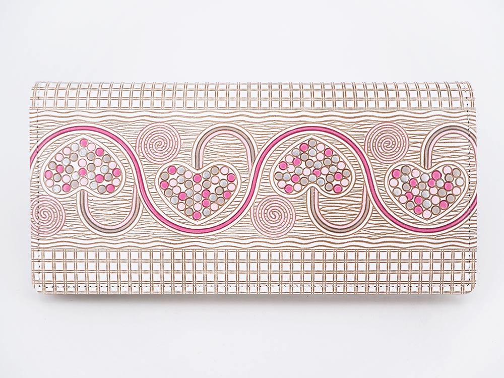 Silver Hearts (Mocha Pink) Long Wallet