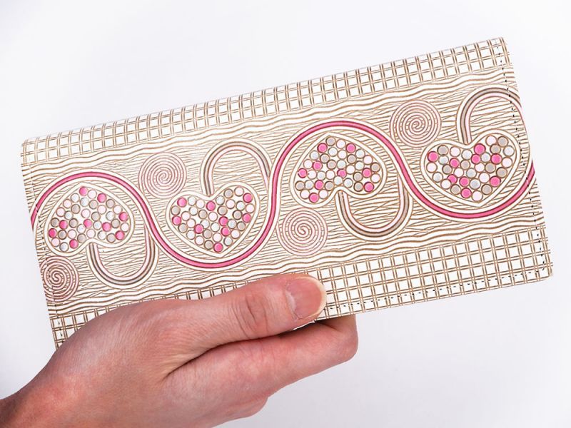 Silver Hearts (Mocha Pink) Long Wallet