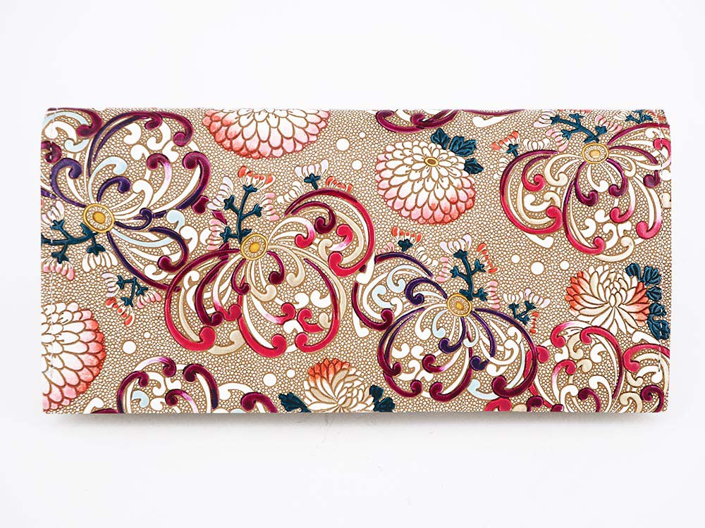 RANGIKU - Firework Chrysanthemums (Wine&Pink) Long Wallet