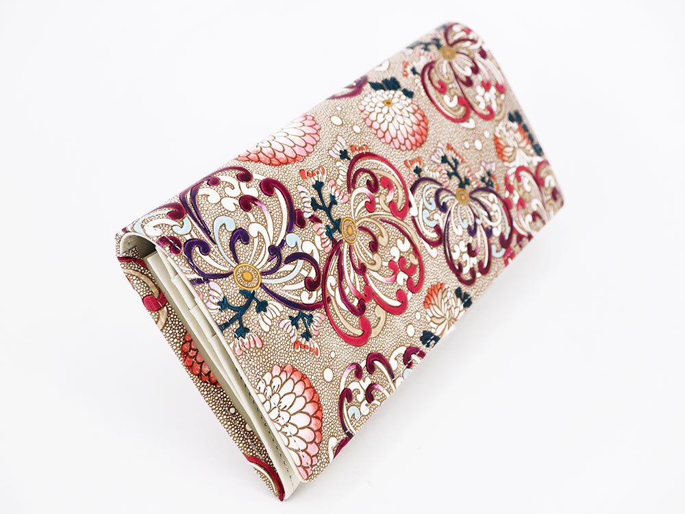 RANGIKU - Firework Chrysanthemums (Wine&Pink) Long Wallet