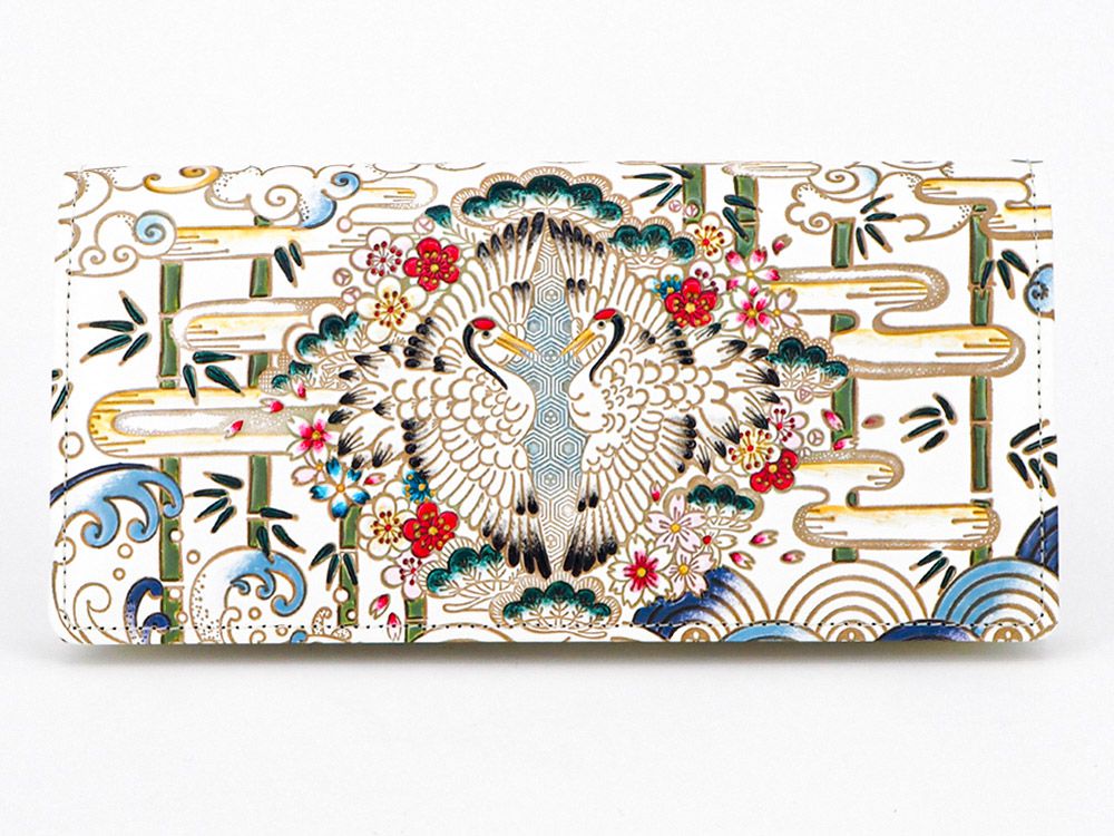 Facing Cranes Long Wallet