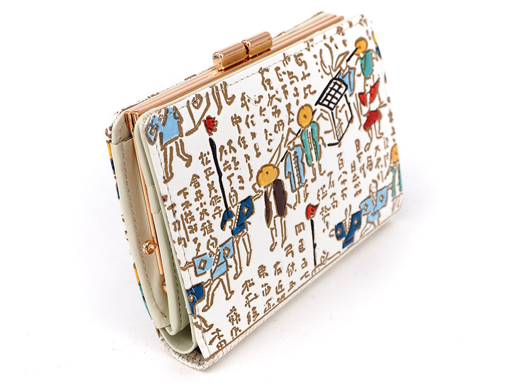 Daimyo Procession with Kanji GAMASATSU Square Billfold with Clasp