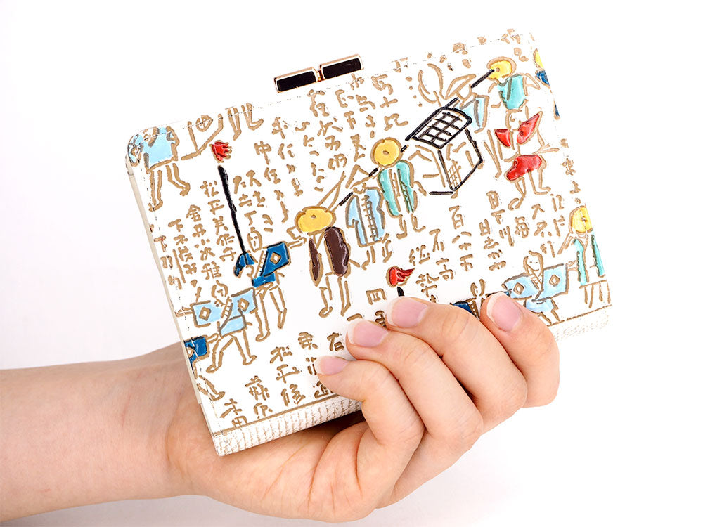 Daimyo Procession with Kanji GAMASATSU Square Billfold with Clasp