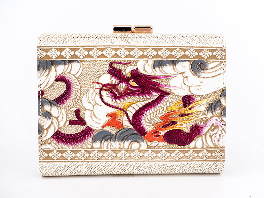 Dragon (Wine) GAMASATSU Square Billfold with Clasp