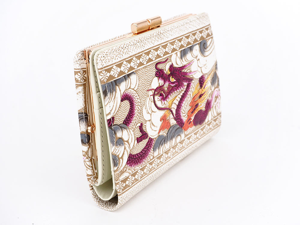 Dragon (Wine) GAMASATSU Square Billfold with Clasp