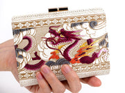 Dragon (Wine) GAMASATSU Square Billfold with Clasp