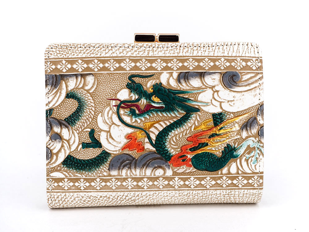 Dragon (Green) GAMASATSU Square Billfold with Clasp