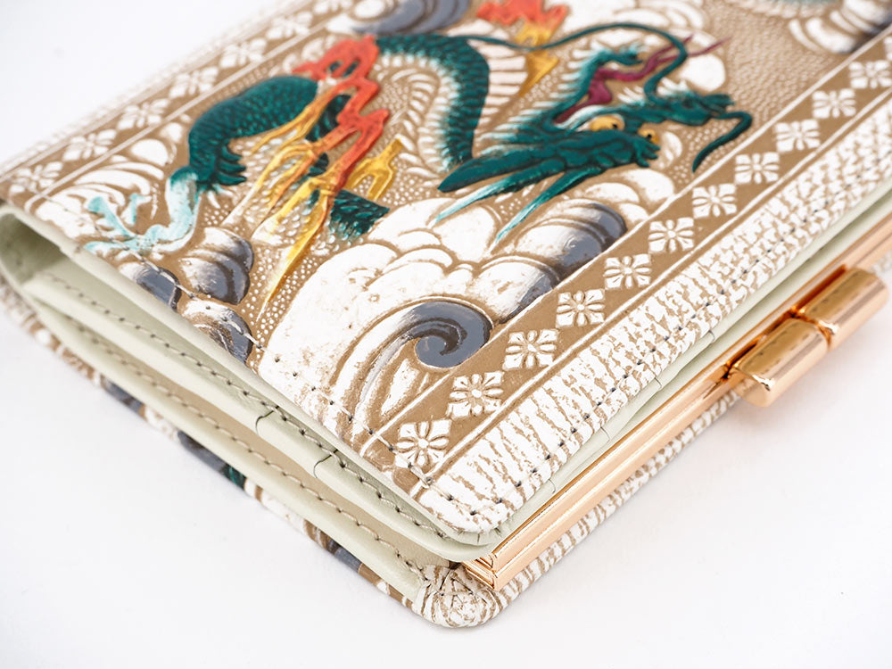 Dragon (Green) GAMASATSU Square Billfold with Clasp