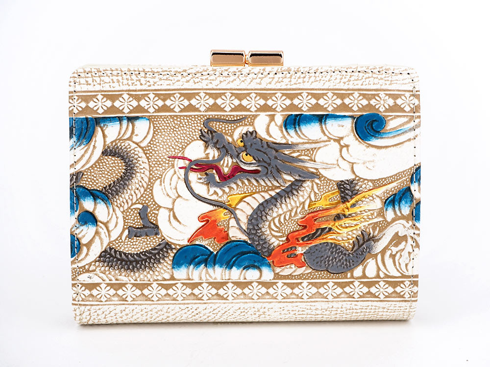 Dragon (Gray) GAMASATSU Square Billfold with Clasp