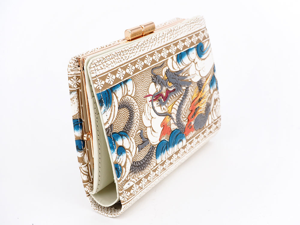 Dragon (Gray) GAMASATSU Square Billfold with Clasp