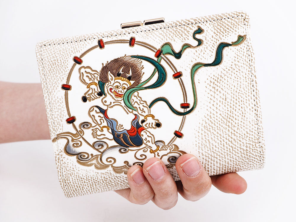 FUJIN RAIJIN - Gods of Wind and Thunder GAMASATSU Square Billfold with Clasp