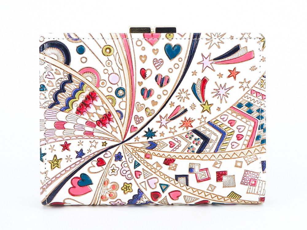 Glossy Hearts GAMASATSU Square Billfold with Clasp