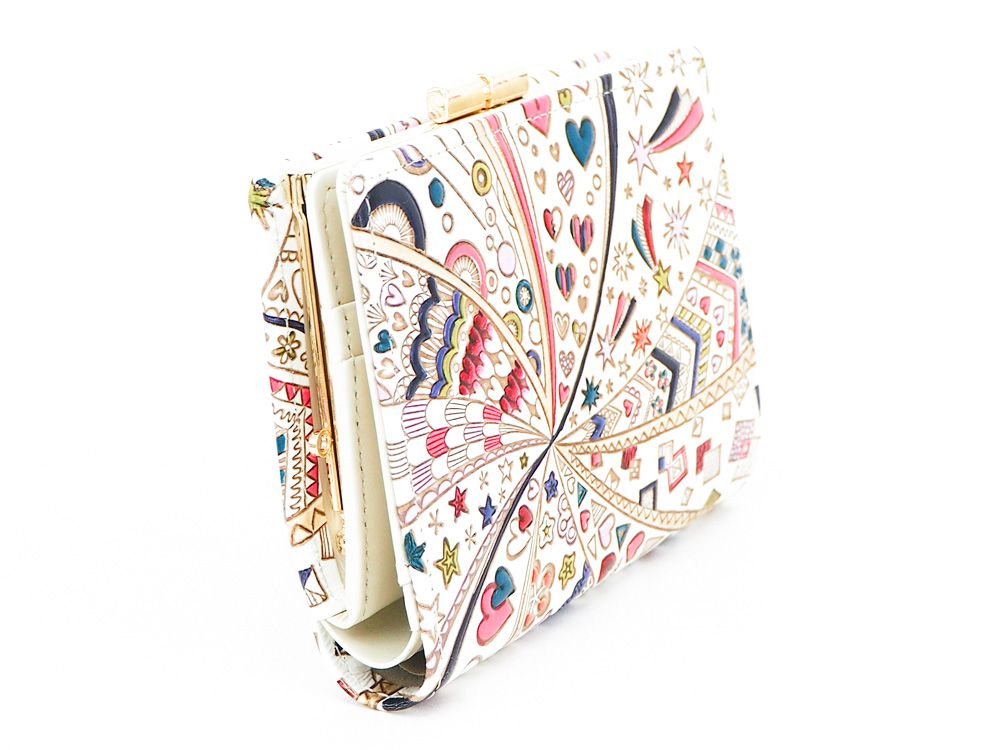 Glossy Hearts GAMASATSU Square Billfold with Clasp