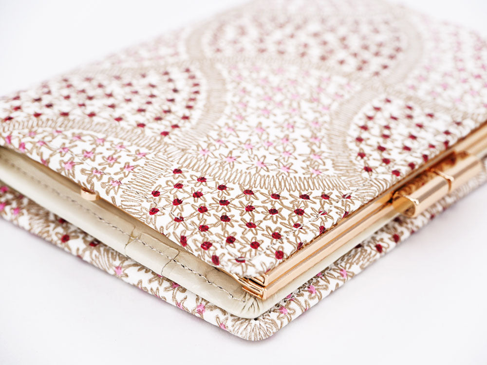 CHIRIMEN Fabric (Pink) GAMASATSU Square Billfold with Clasp
