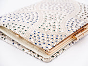 CHIRIMEN Fabric (Green) GAMASATSU Square Billfold with Clasp