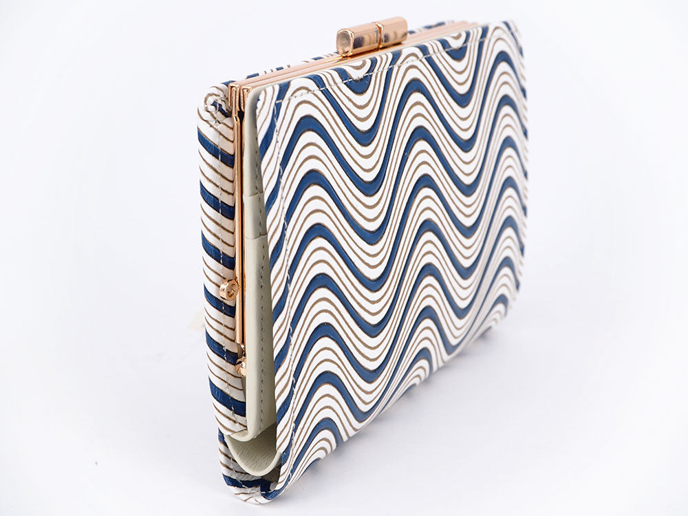 YOKONAMI Waves (Navy) GAMASATSU Square Billfold with Clasp