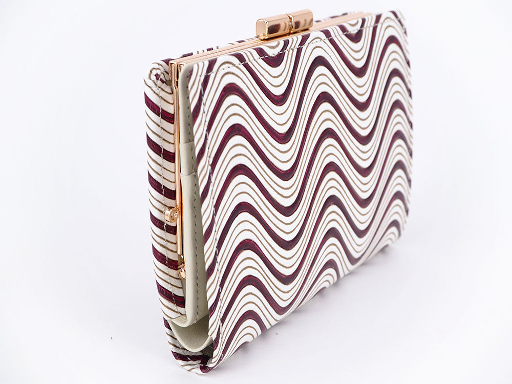 YOKONAMI Waves (Wine) GAMASATSU Square Billfold with Clasp