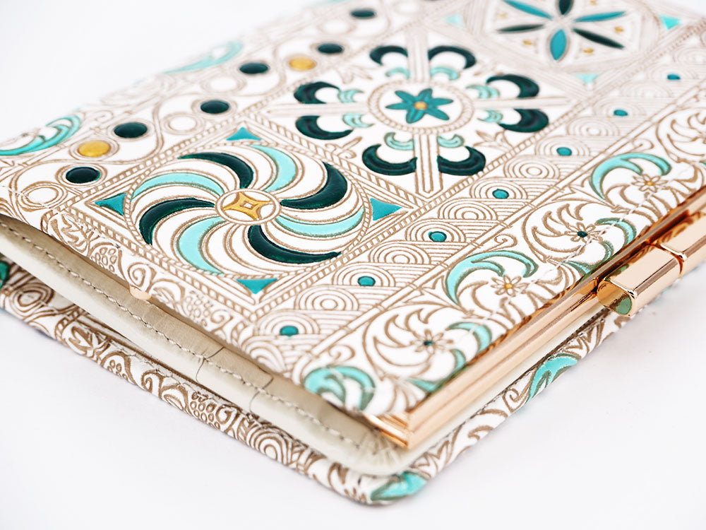 KINSHA - Persia Tiles (Green) GAMASATSU Square Billfold with Clasp
