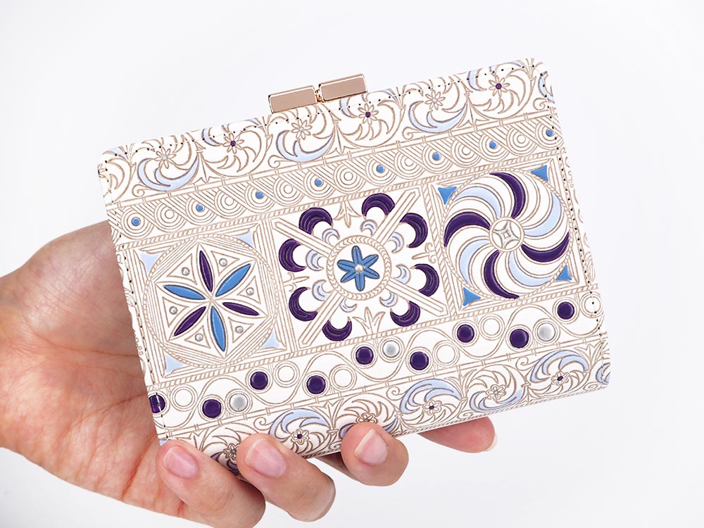 KINSHA - Persia Tiles (Purple) GAMASATSU Square Billfold with Clasp