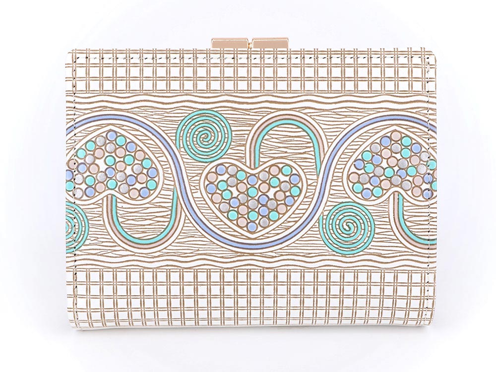 Silver Hearts (Mint Green) GAMASATSU Square Billfold with Clasp