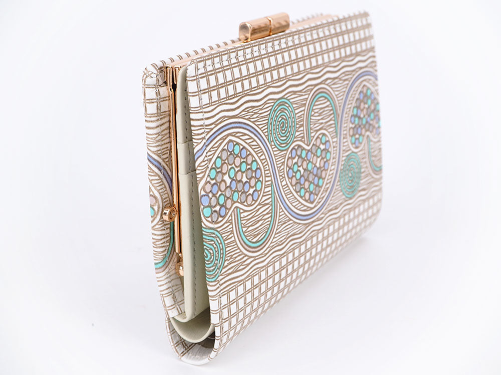 Silver Hearts (Mint Green) GAMASATSU Square Billfold with Clasp