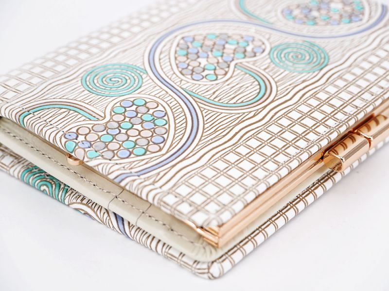 Silver Hearts (Mint Green) GAMASATSU Square Billfold with Clasp