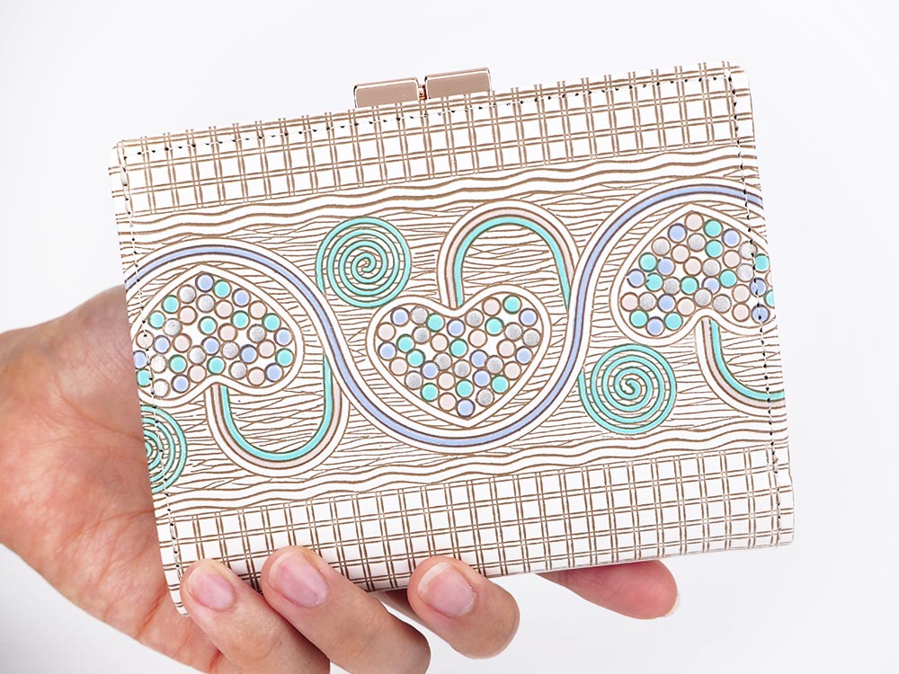 Silver Hearts (Mint Green) GAMASATSU Square Billfold with Clasp
