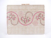 Silver Hearts (Mocha Pink) GAMASATSU Square Billfold with Clasp