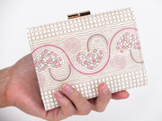 Silver Hearts (Mocha Pink) GAMASATSU Square Billfold with Clasp