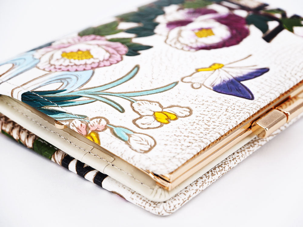 Japanese Peonies GAMASATSU Square Billfold with Clasp