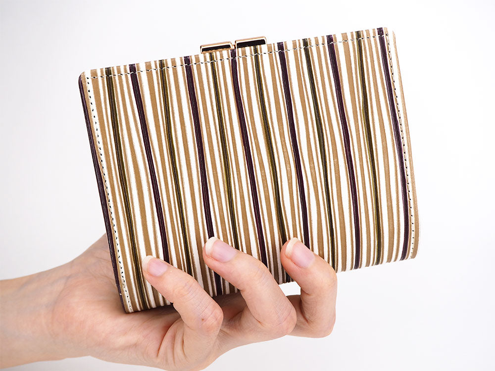 YATARAJIMA - Vertical Stripes GAMASATSU Square Billfold with Clasp