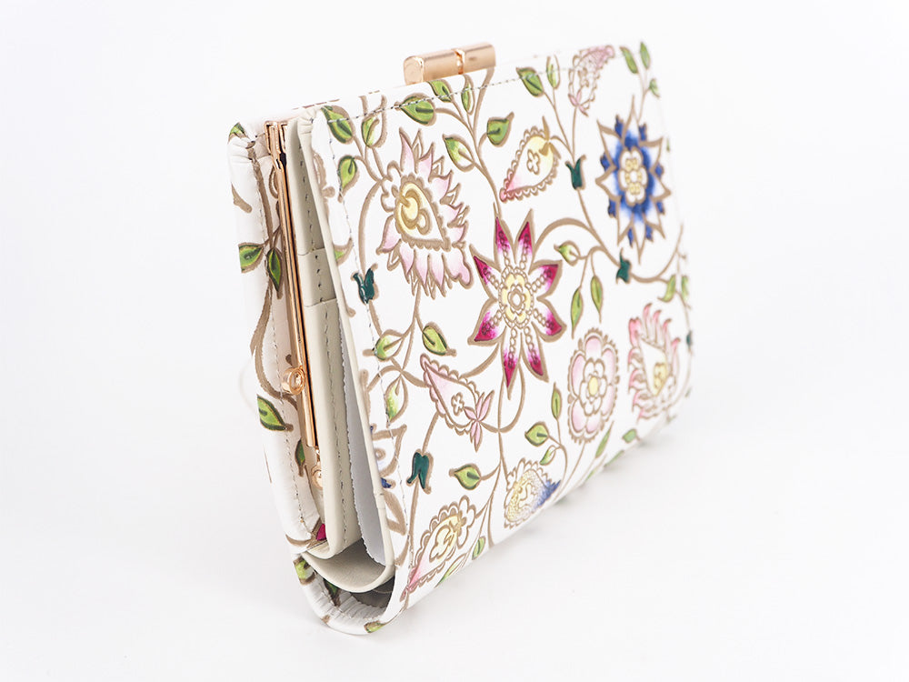 HANASARASA - Floral Chintz GAMASATSU Square Billfold with Clasp