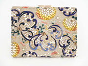 RANGIKU - Firework Chrysanthemums (Blue&Yellow) GAMASATSU Square Billfold with Clasp