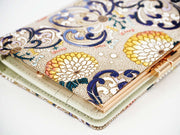 RANGIKU - Firework Chrysanthemums (Blue&Yellow) GAMASATSU Square Billfold with Clasp
