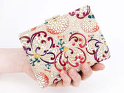 RANGIKU - Firework Chrysanthemums (Wine&Pink) GAMASATSU Square Billfold with Clasp