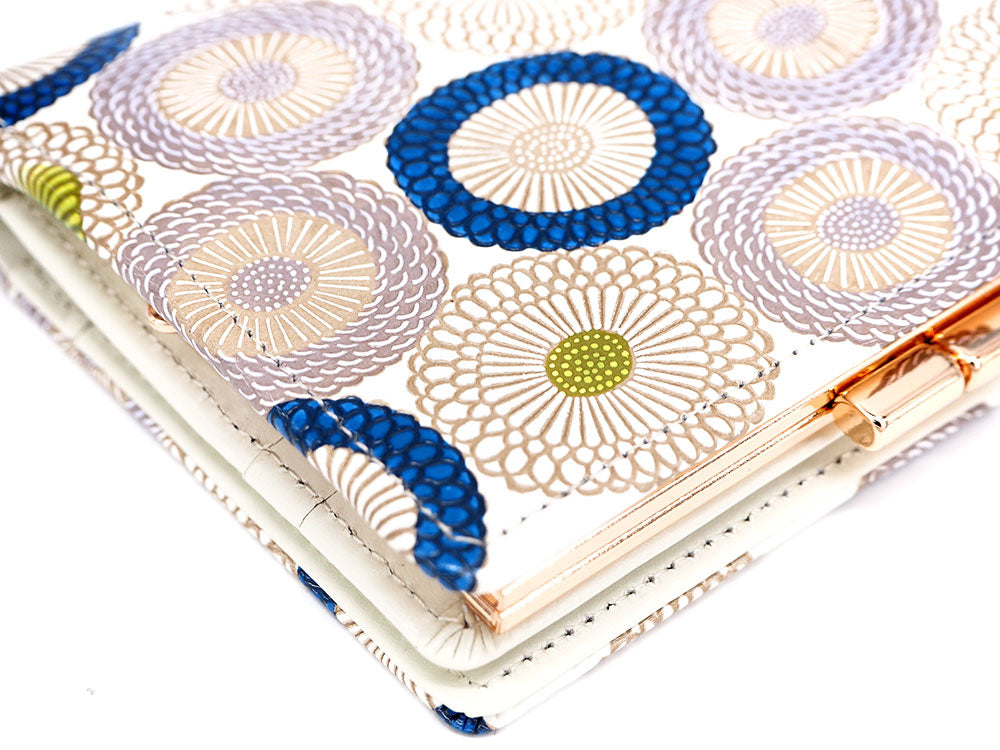 Umbrella Chrysanthemums (Shimmering Blue) GAMASATSU Square Billfold with Clasp