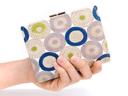 Umbrella Chrysanthemums (Shimmering Blue) GAMASATSU Square Billfold with Clasp